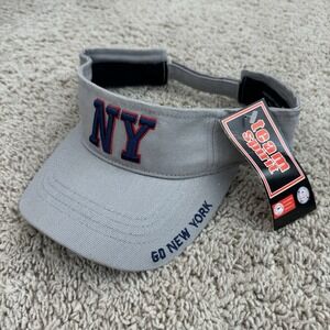 New York Giants Visor Team Spirit Adjustable Strap Gray Blue 3D NY Logo Cap NWT